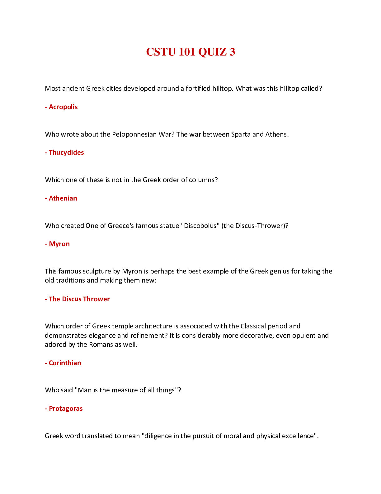 Preview of CSTU 101 / CSTU 101 QUIZ 3